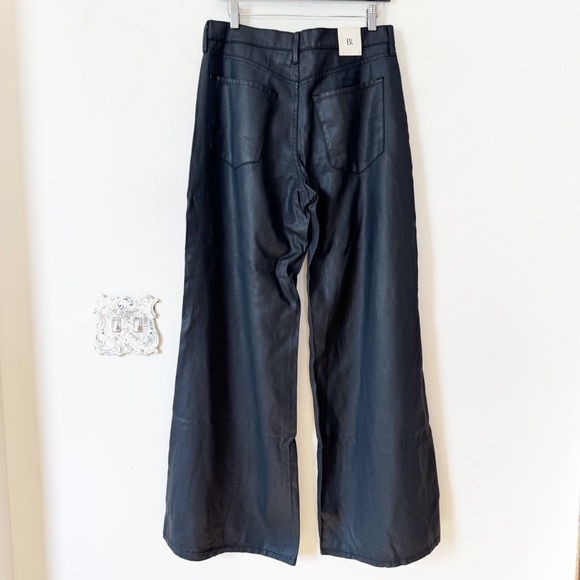 NWT Banana Republic The Coated Puddle Jean Black Wide Leg Trousers High Rise 29 - Picture 7 of 9